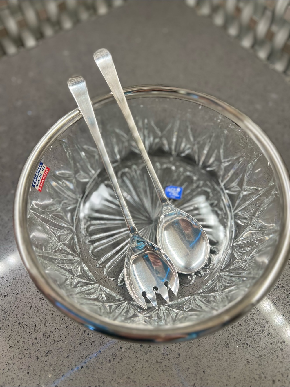 F.B. Rogers Silver Co.set of 3, crystal made in France, silver made in Italy